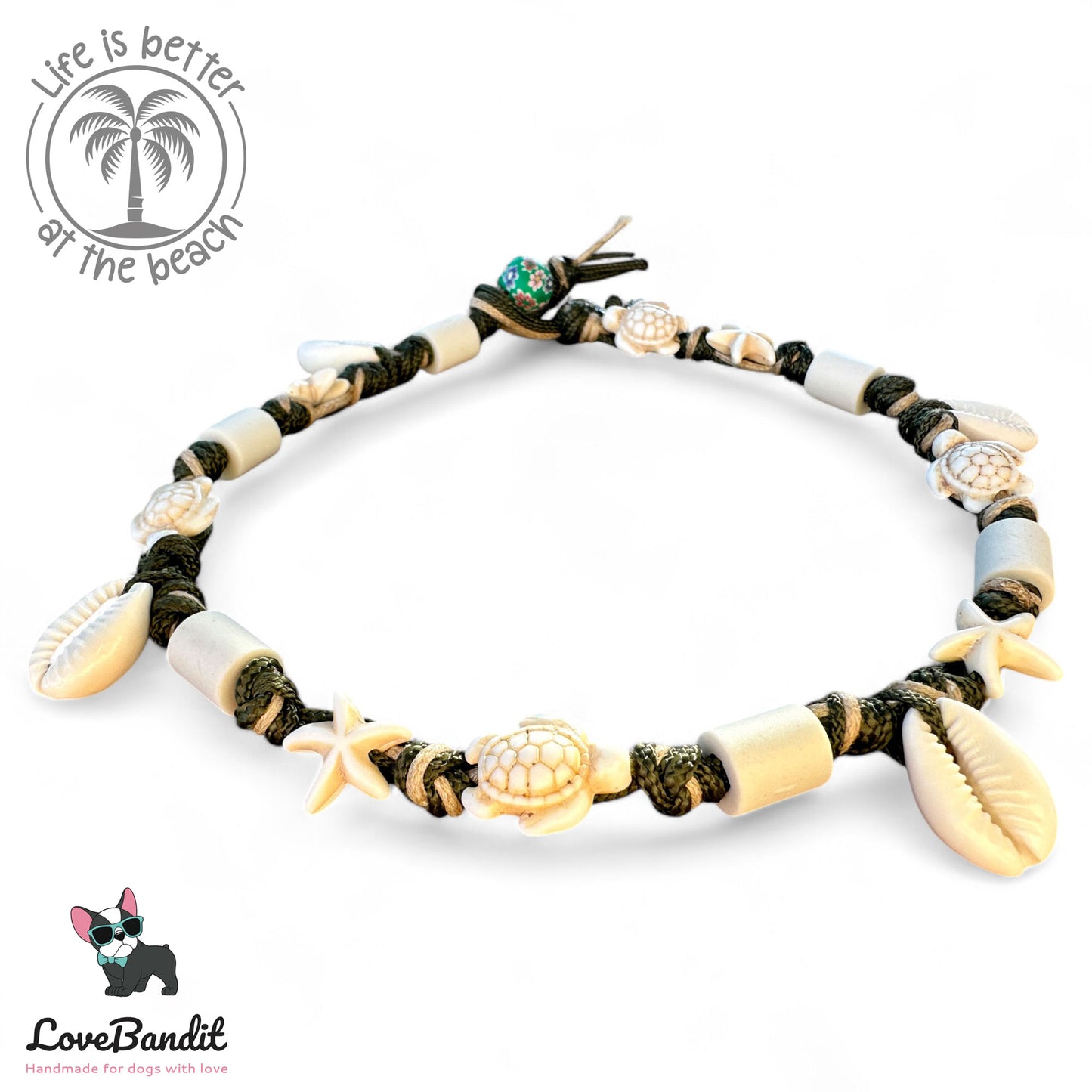 EM Keramik Halsband "Beach Surf Dog" mit Muscheln Lovebandit