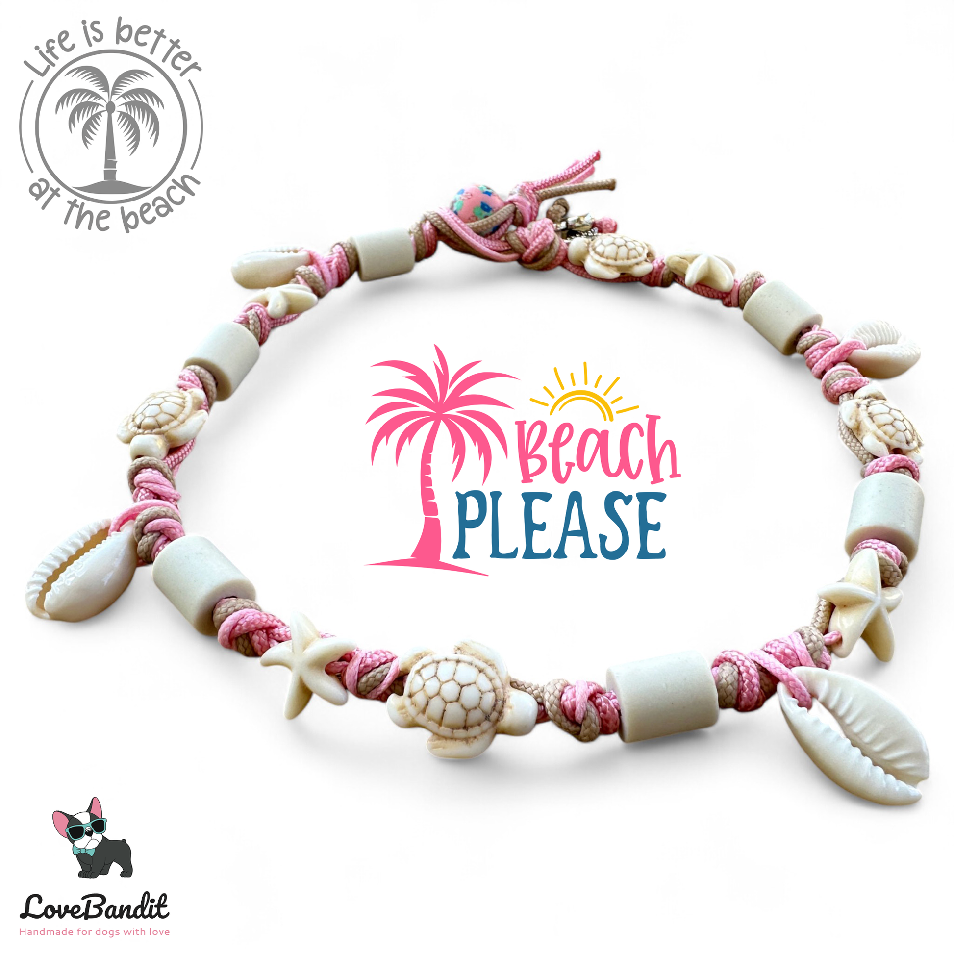 EM Keramik Halsband "Beach Surf Dog" mit Muscheln Lovebandit