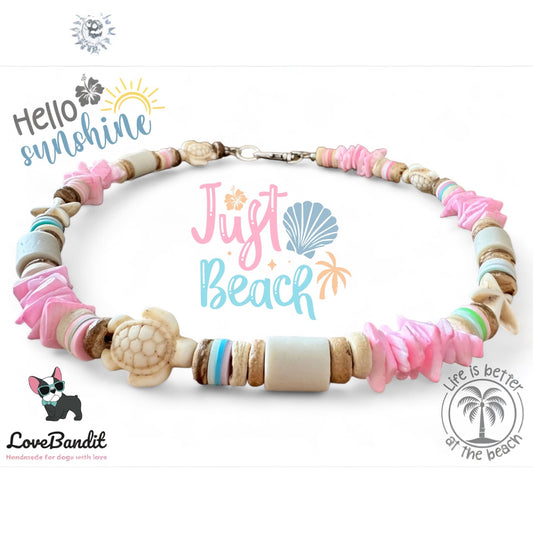 EM Keramik Hundehalsband Zeckenhalsband "Muschel-Love" Bubblegum  - rosa LoveBandit