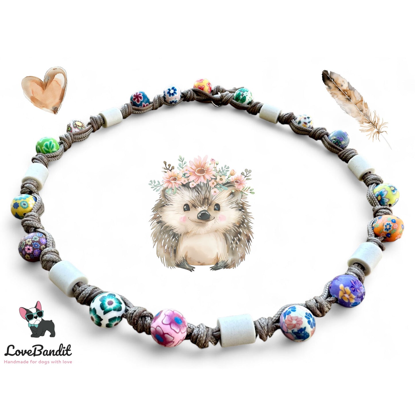 EM Keramik Hundehalsband "Bunte Perlen" LoveBandit