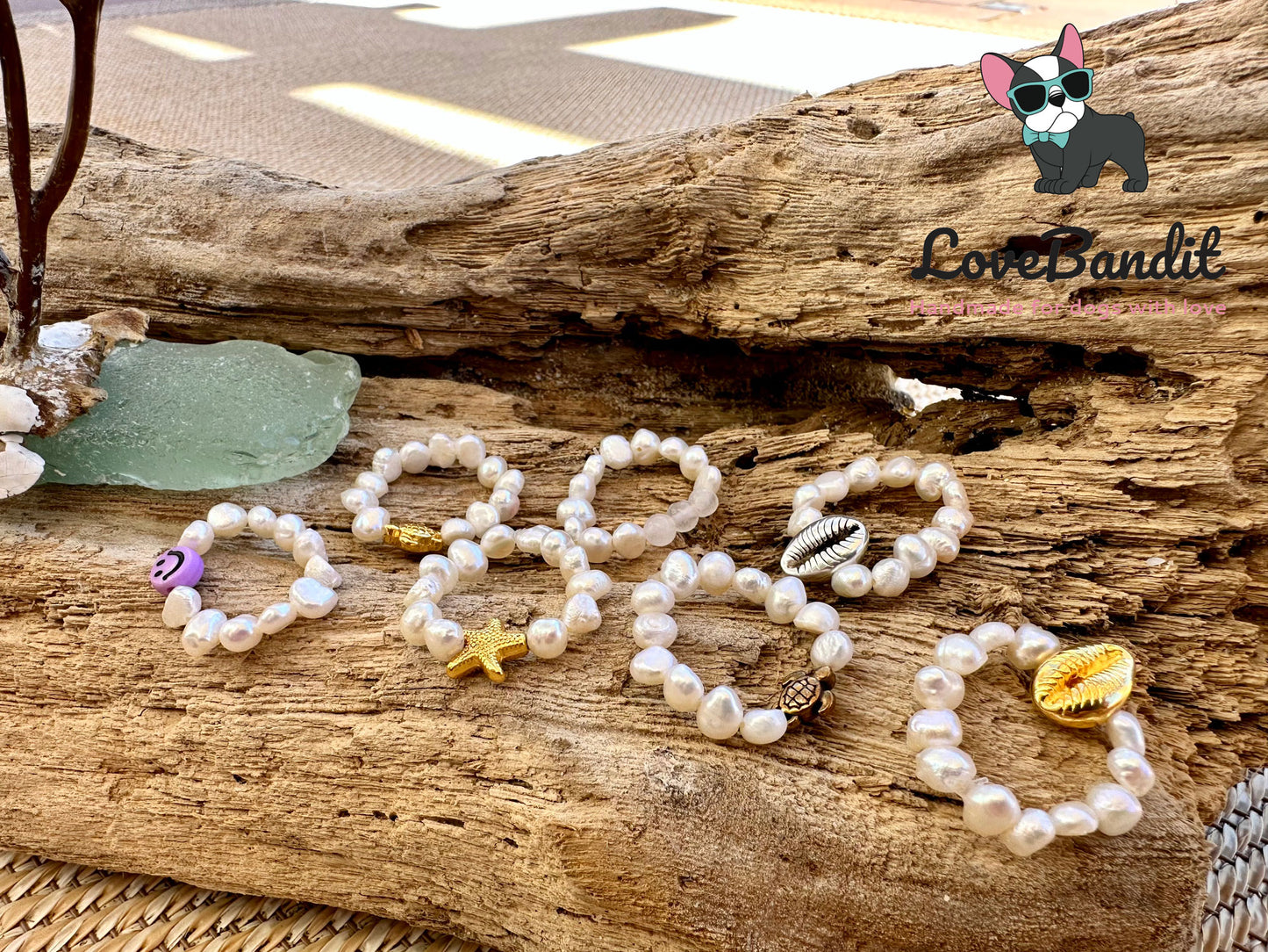 Süsswasserperlen Ring mit Metallelement Schildkröte, Blume, Baum Lovebandit
