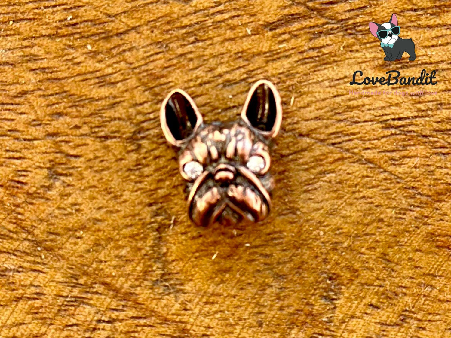 Bulldog Frenchie Halbedelstein Armband Tigerauge Lava Hämatit für Frauchen und Herrchen Lovebandit