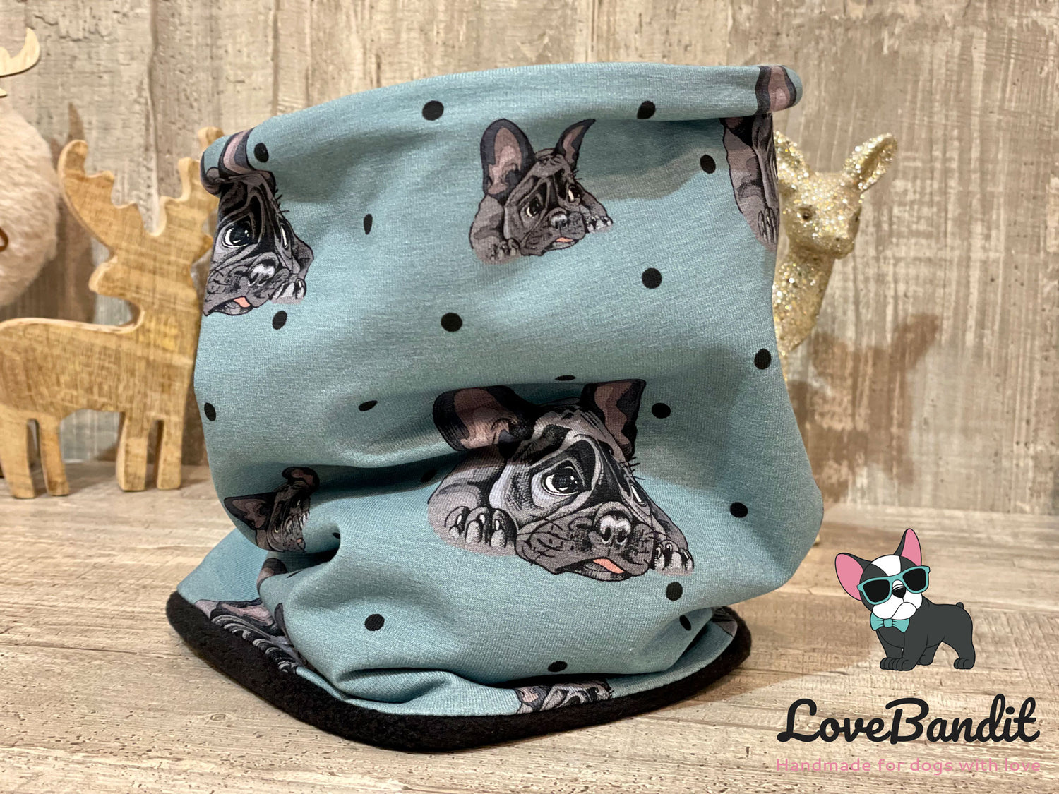 Hundeschal Hundeloop "Winter Bully" aus Fleece oder Teddyplüsch (Blau) Lovebandit