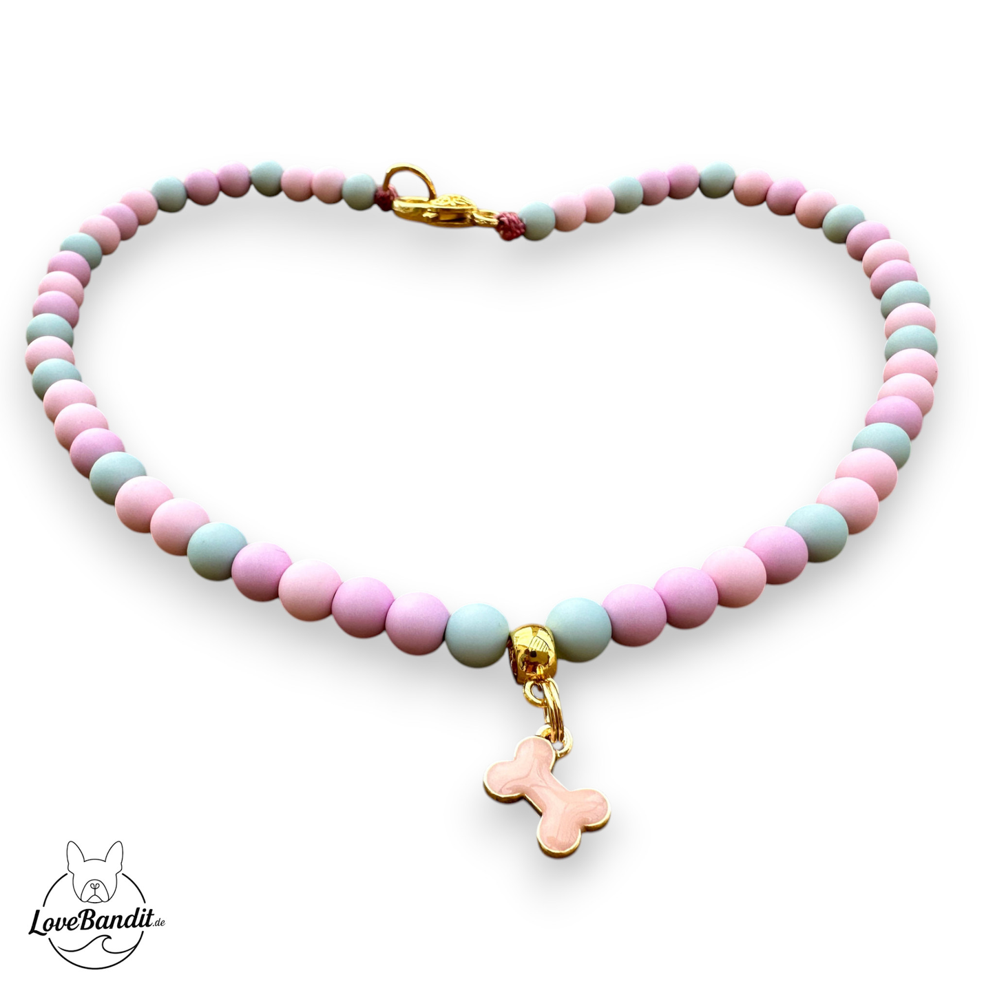 Leichte Perlenkette für Hunde Rosé Seagreen Lilac Lovebandit