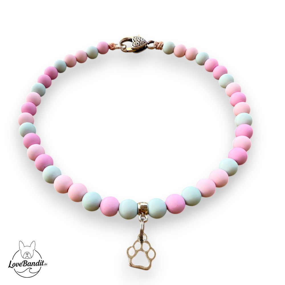 Leichte-Perlenkette-fuer-Hunde-Rosa-Seagreen-Lilac-LoveBandit