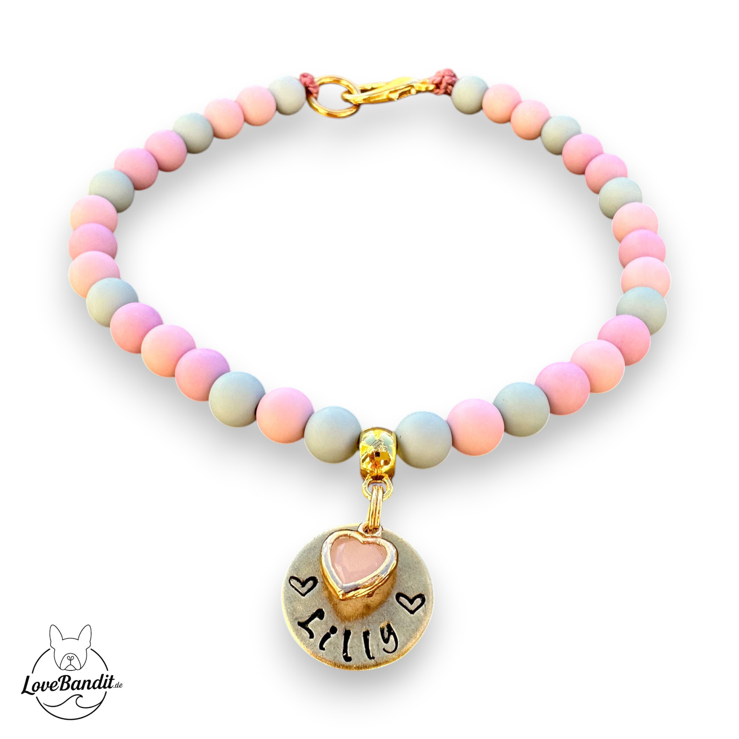 Leichte Perlenkette für Hunde Rosé Lilac Stone Lovebandit