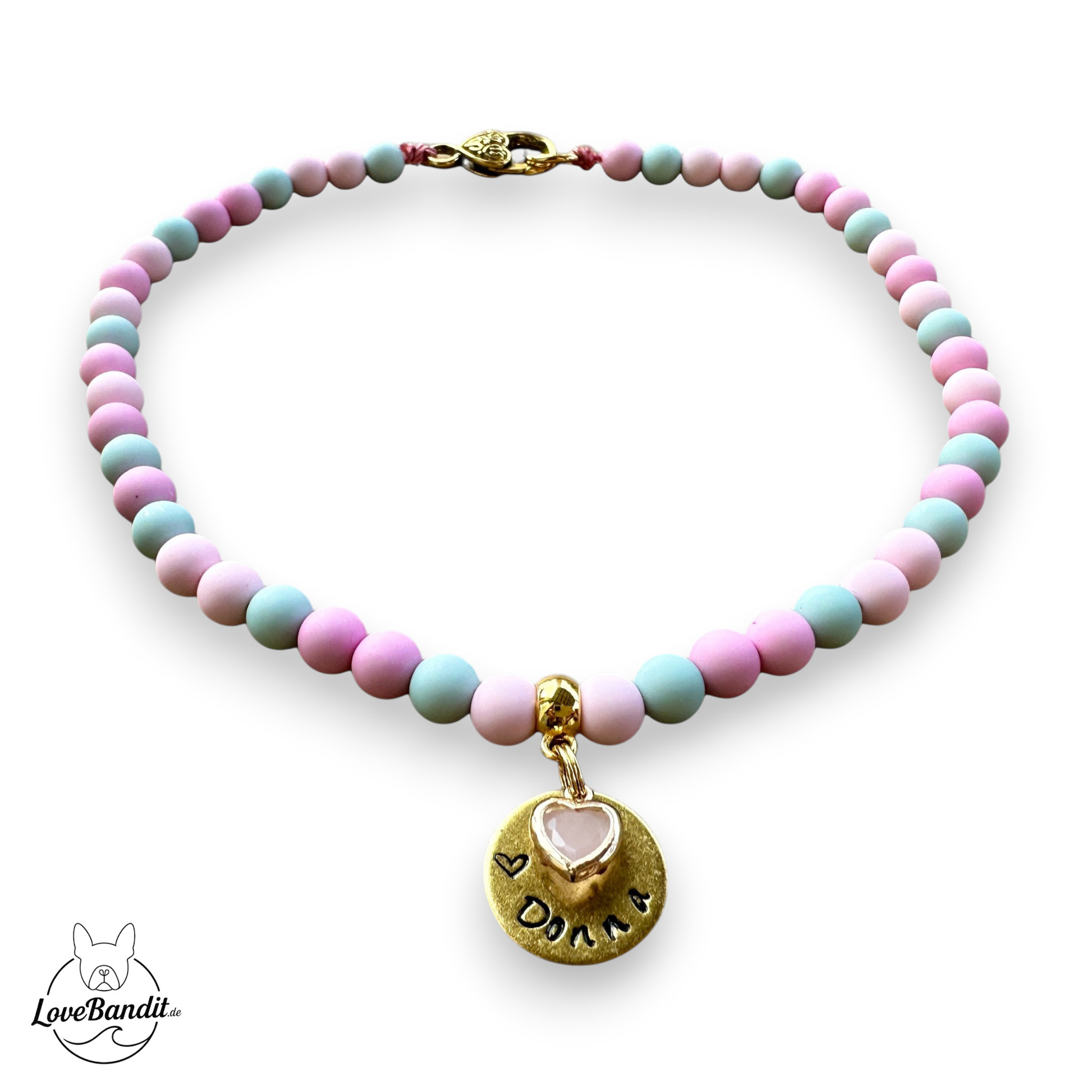 Leichte Perlenkette für Hunde Rosé Seagreen Lilac Lovebandit
