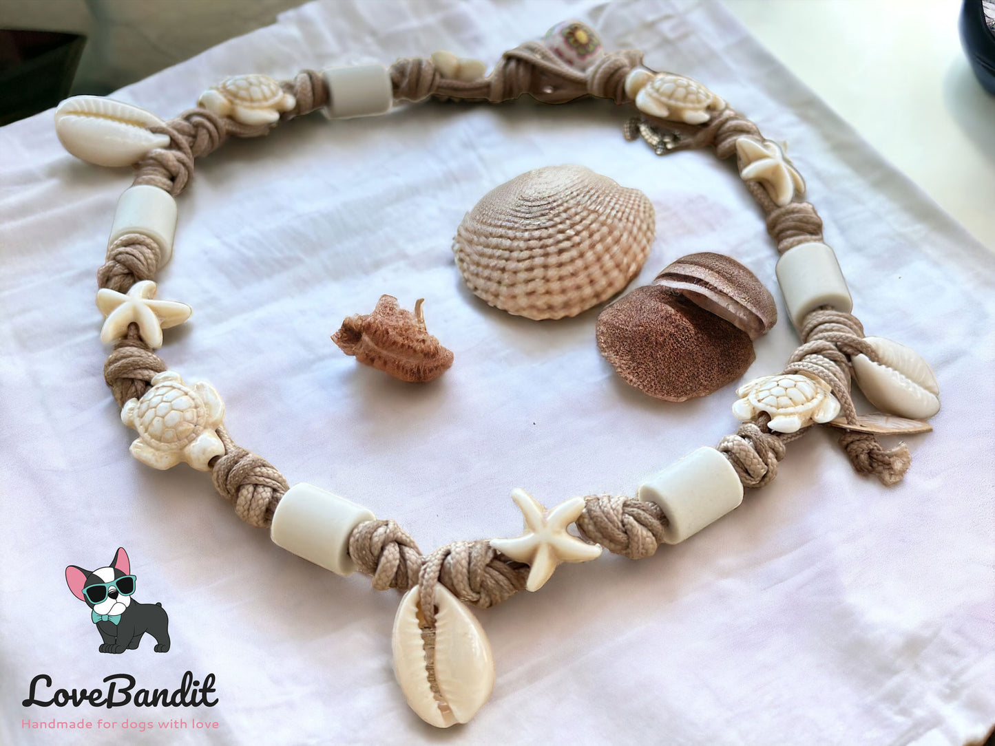 EM Keramik Halsband "Beach Surf Dog" mit Muscheln Lovebandit