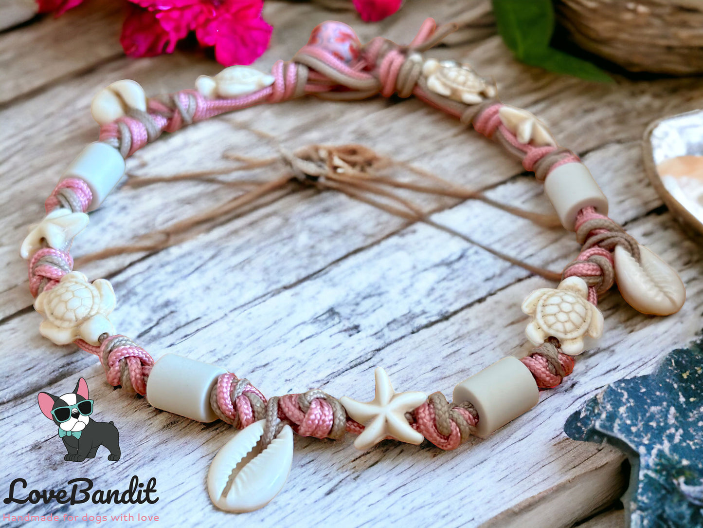 EM Keramik Halsband "Beach Surf Dog" mit Muscheln Lovebandit