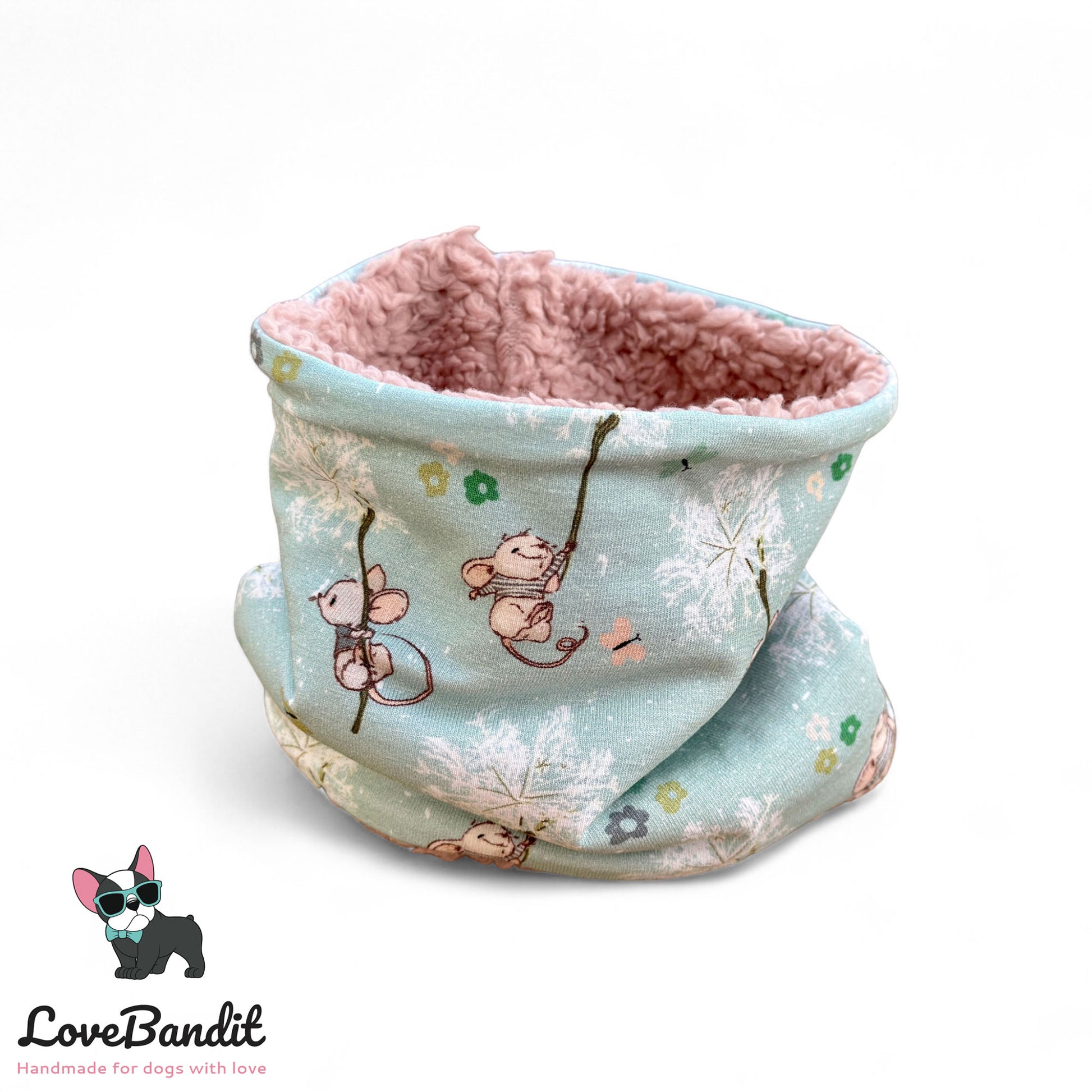 Hundeloop Hunde Loop Halssocke Hundeschal "Kleine Maus" Pusteblume Mint Lovebandit