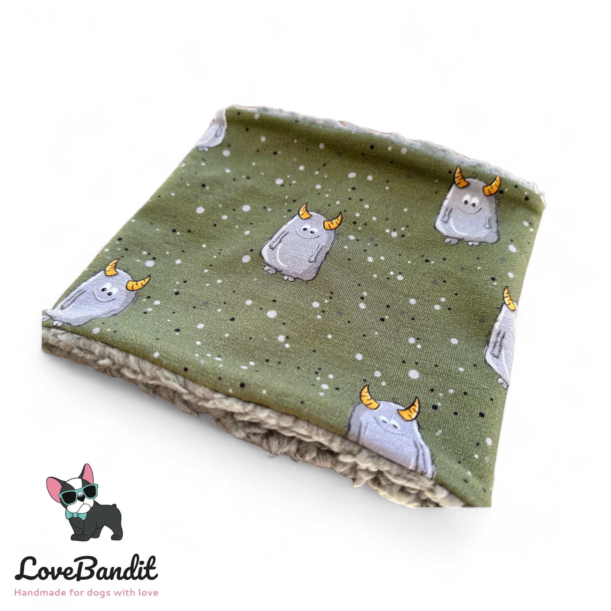 Hundeloop Hunde Loop Halssocke Hundeschal "Booh" oliv/grau/orange" Lovebandit