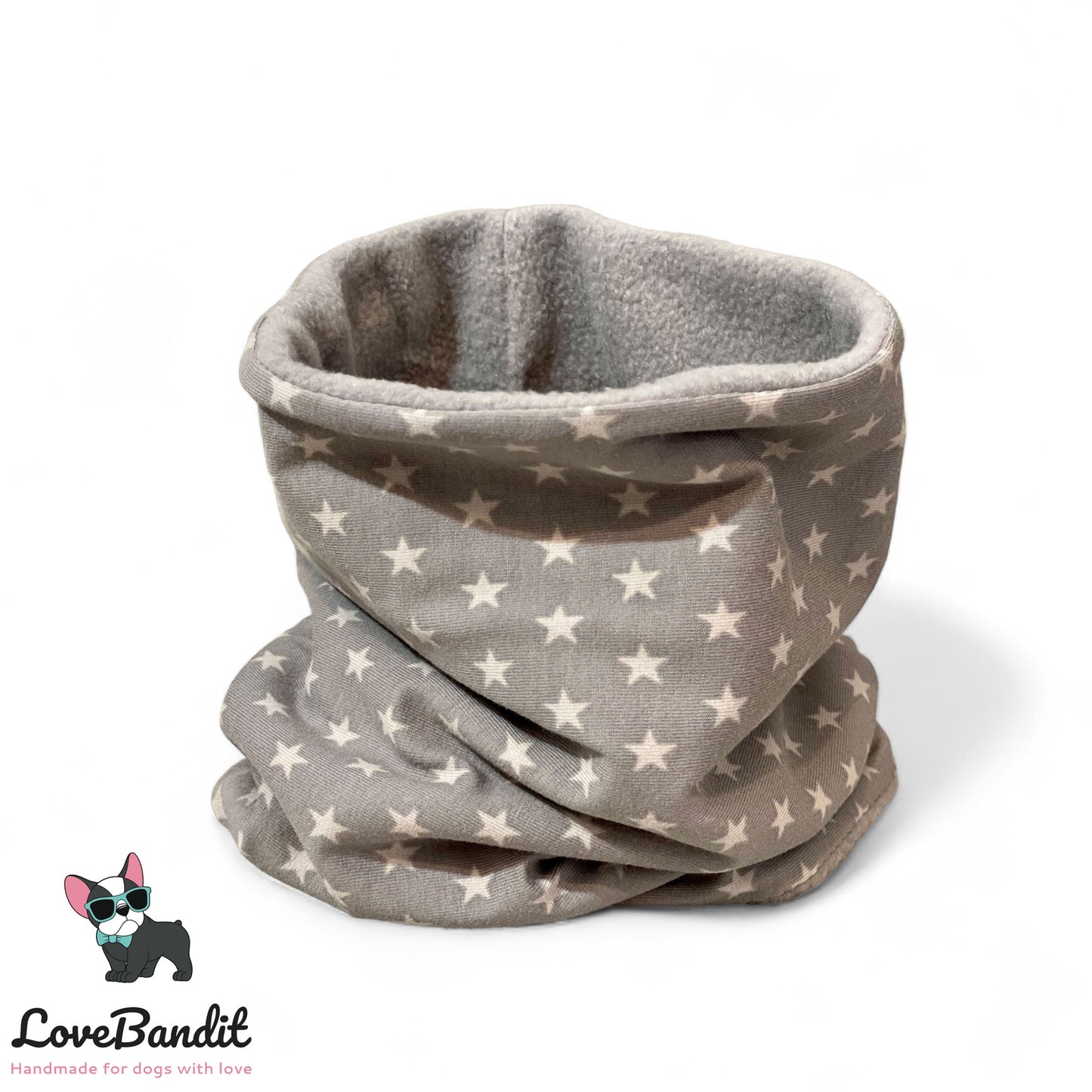 Hundeloop "Stars Grau" aus Fleece oder Teddyplüsch Lovebandit