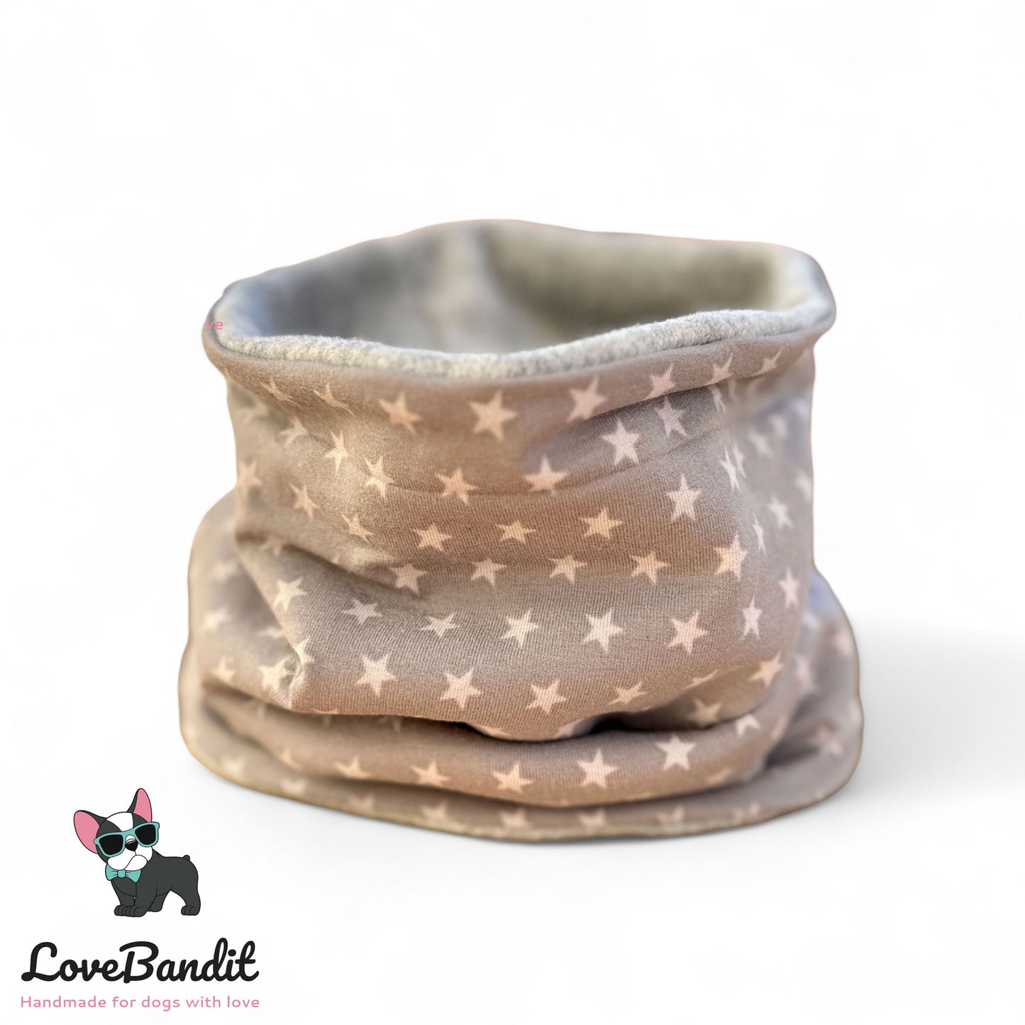 Hundeloop "Stars Grau" aus Fleece oder Teddyplüsch Lovebandit