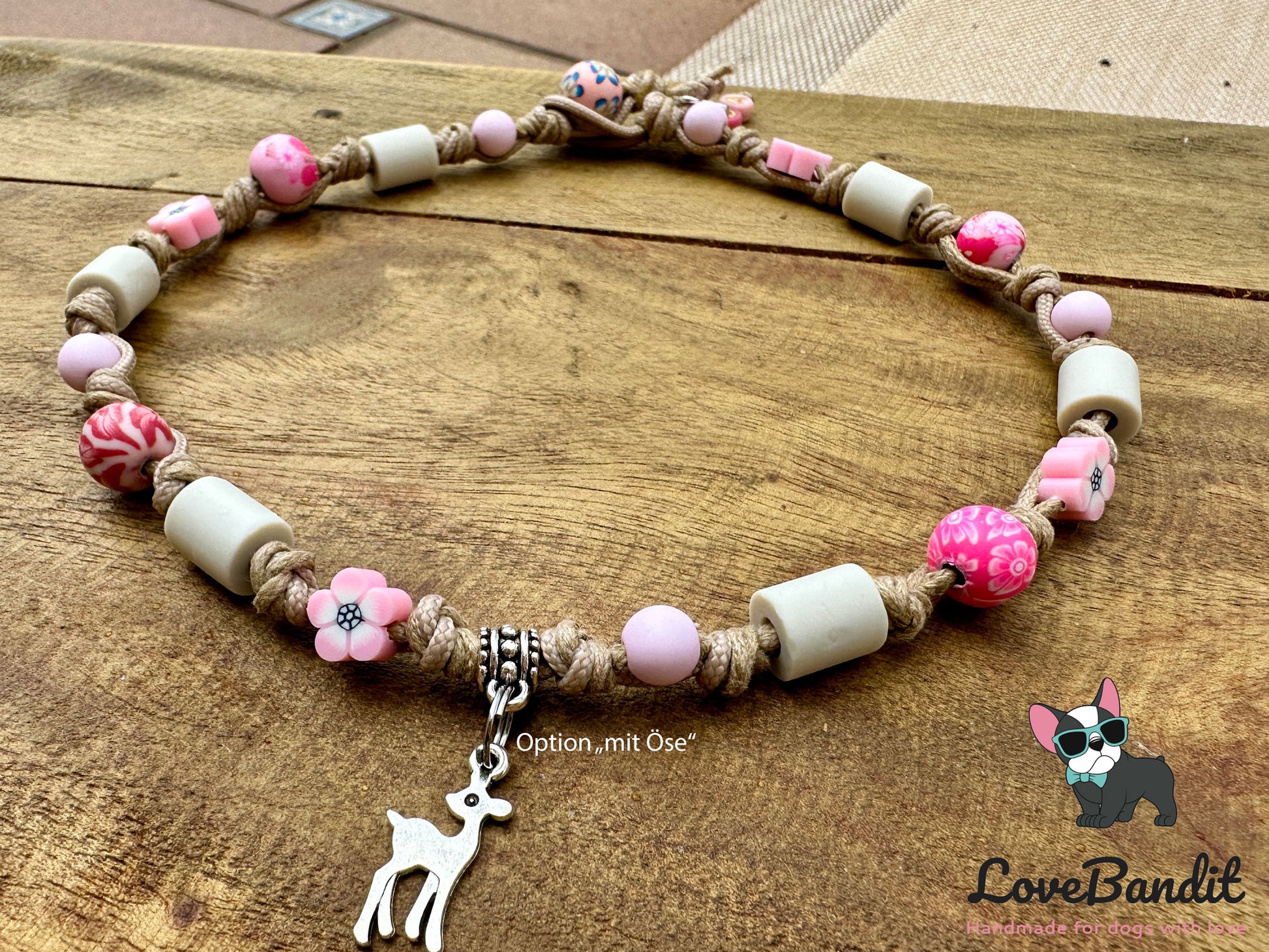 EM Keramik Halsband "Blumenmädchen" mit bunten Perlen Lovebandit
