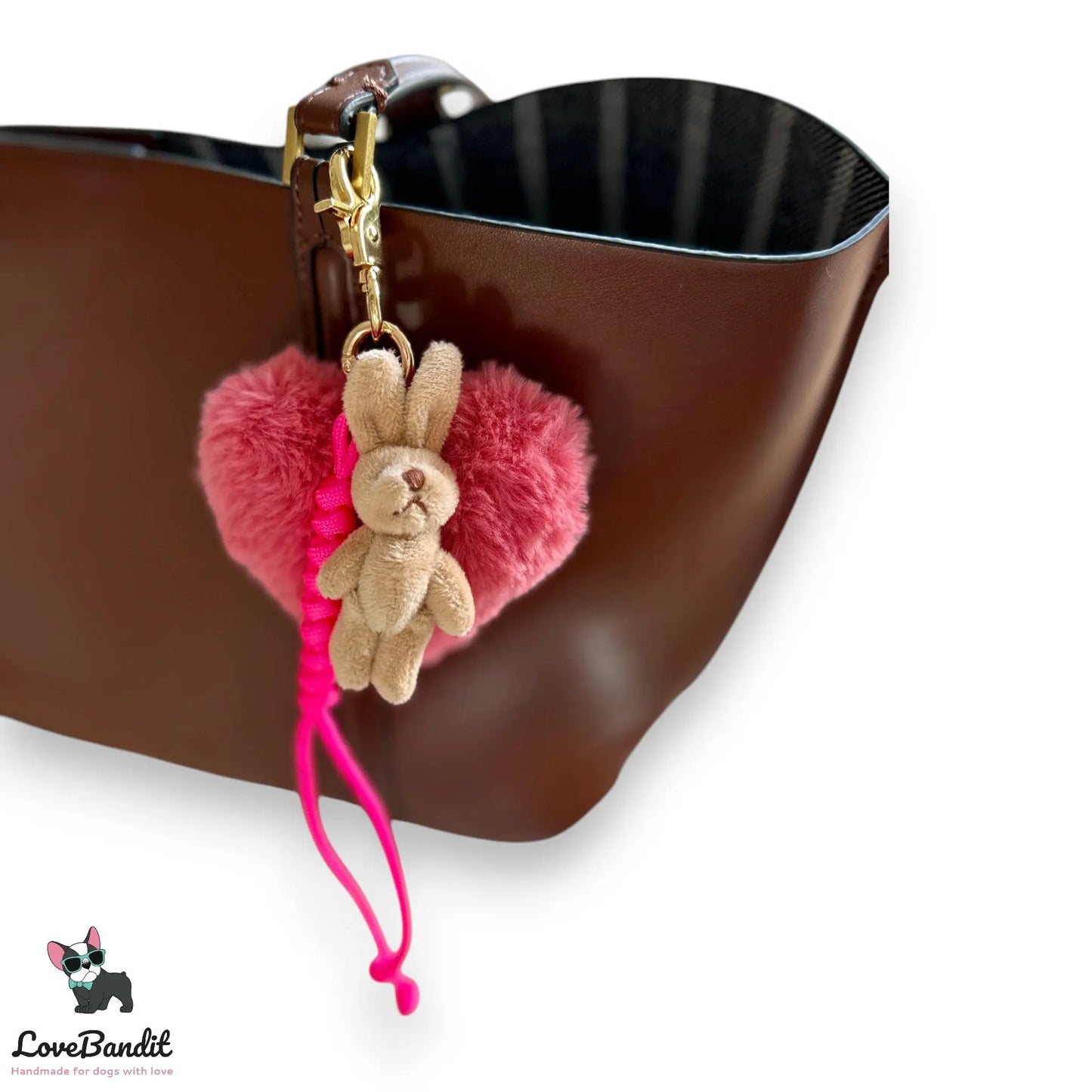 Taschenanhänger Bag Charm Häschen Plüschherz, Seil, Bandana - LoveBandit