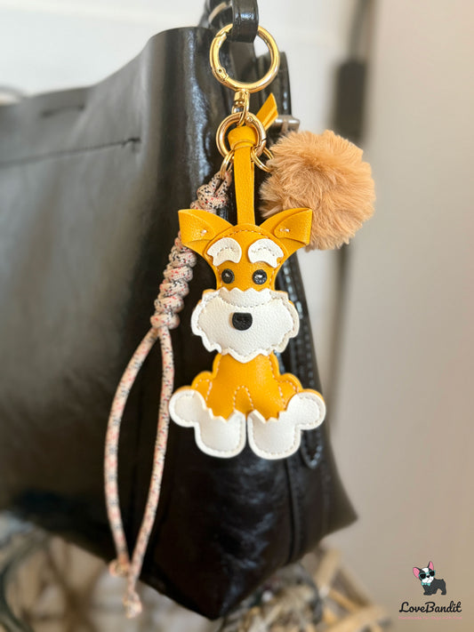 Taschenanhänger Bag Charm Hund gelb Tartan