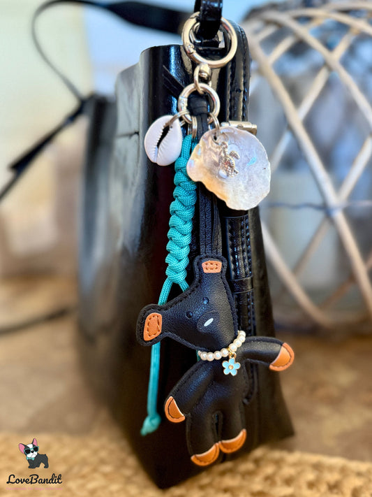 Taschenanhänger Bag Charm "Sommerbär" Pearlmutt & Türkis LoveBandit