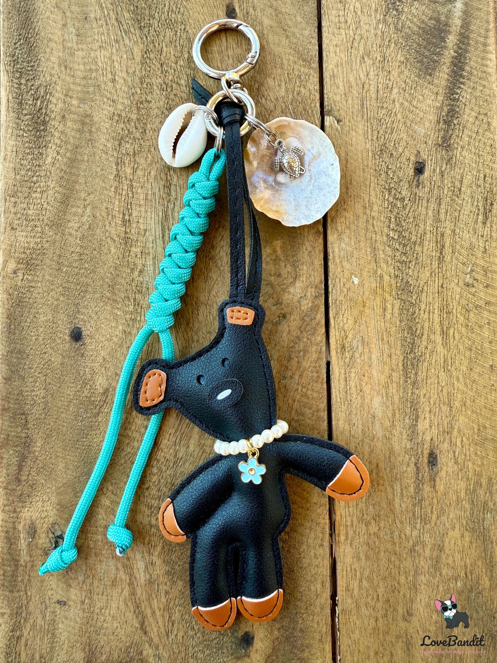 Taschenanhänger Bag Charm "Sommerbär" Pearlmutt & Türkis LoveBandit
