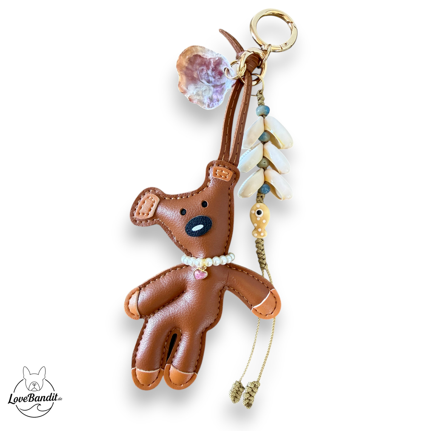 Taschenanhänger Bag Charm "Urlaubär" Pearlmutt & Muscheln LoveBandit