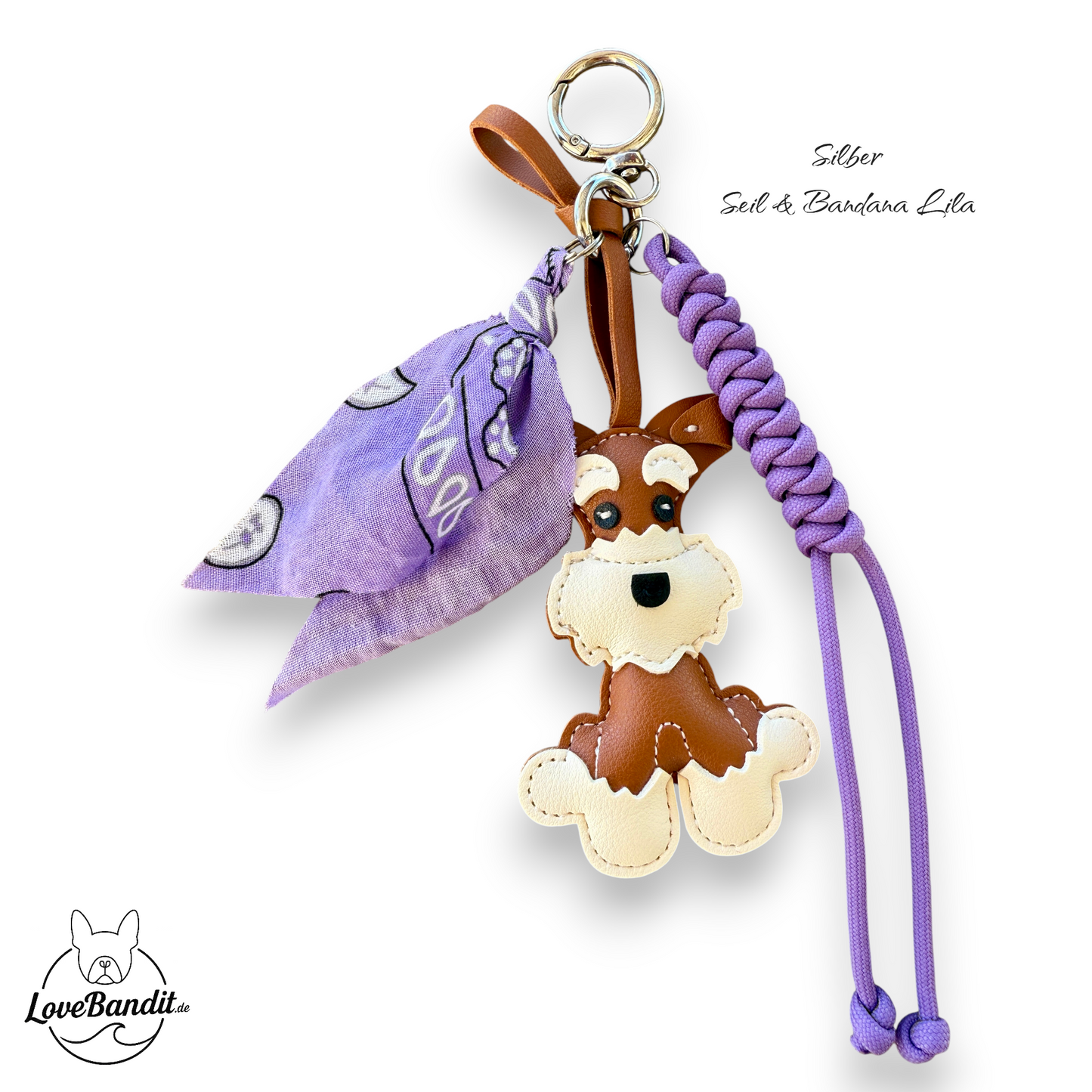 Taschenanhänger Bag Charm Hund cognacbraun Bandana