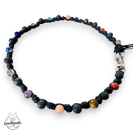 Chakra Halsband für Hunde - 7 Chakra Edelsteine mit Lava Lovebandit