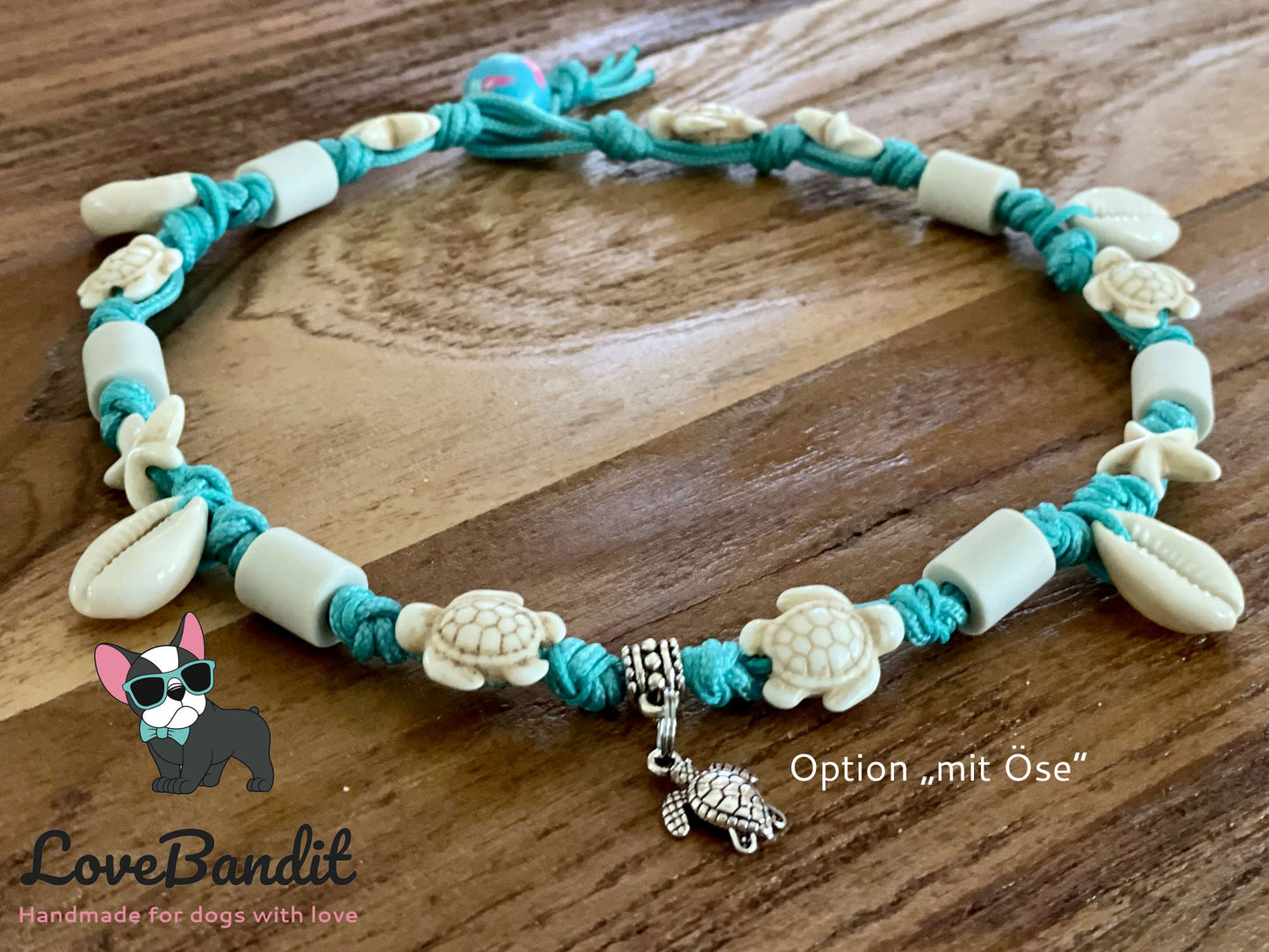 EM Keramik Halsband "Beach Surf Dog" mit Muscheln Lovebandit