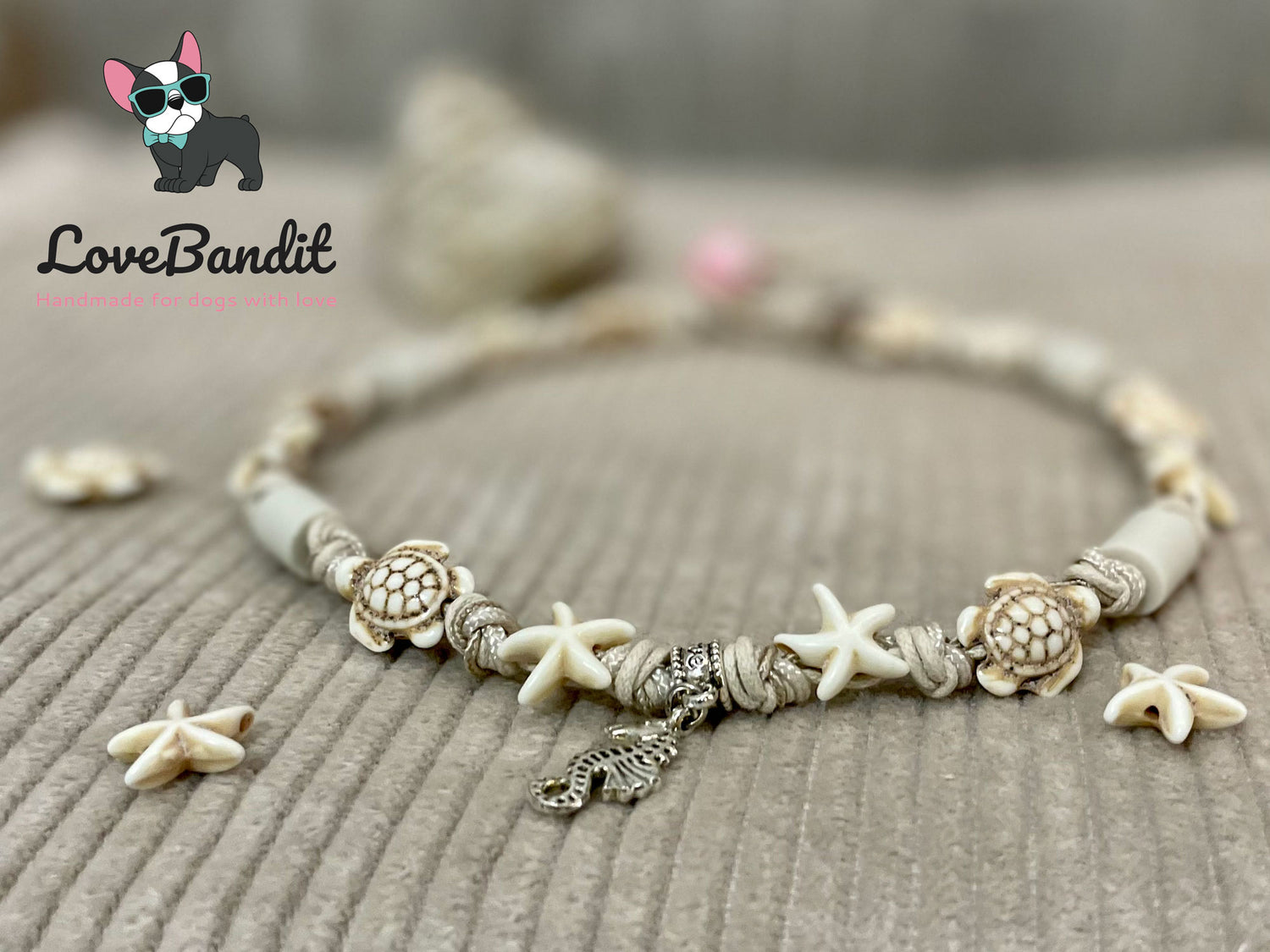 EM Keramik Hundehalsband "Boho Dog" (cremefarben) LoveBandit