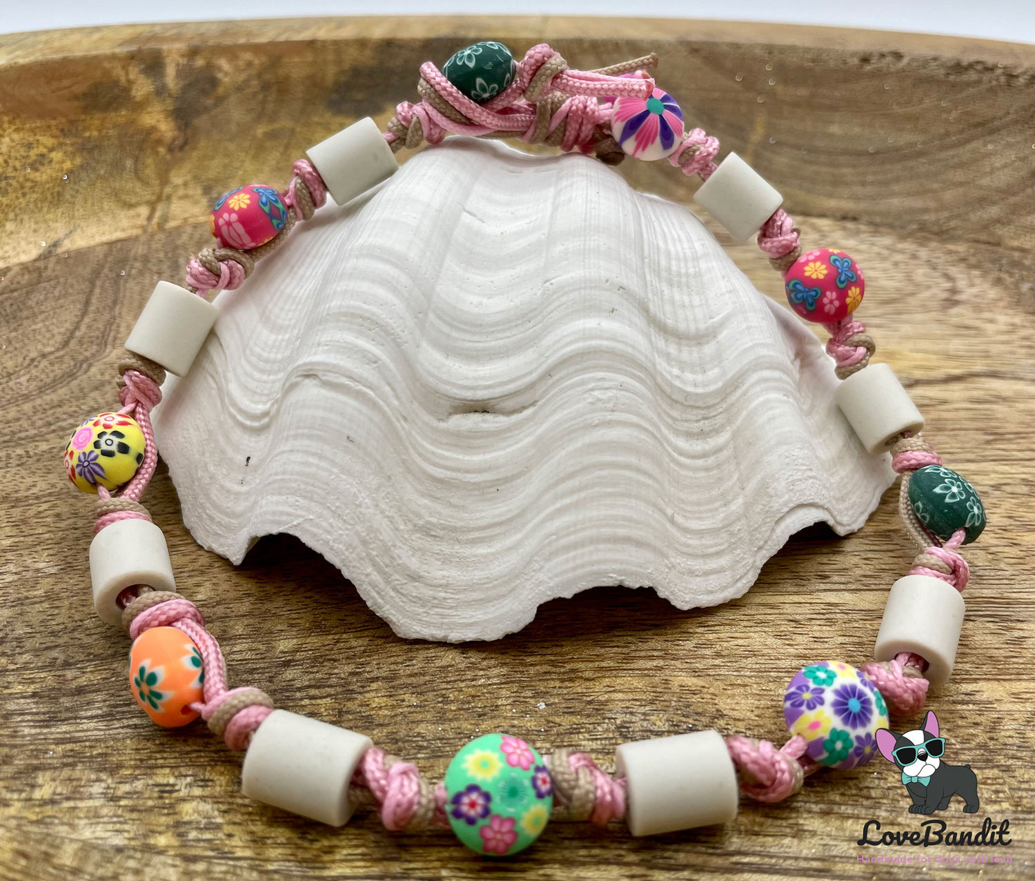 EM Keramik Halsband "Smartie" aus Polymerlinsen (Hellblau oder Rosa) Lovebandit