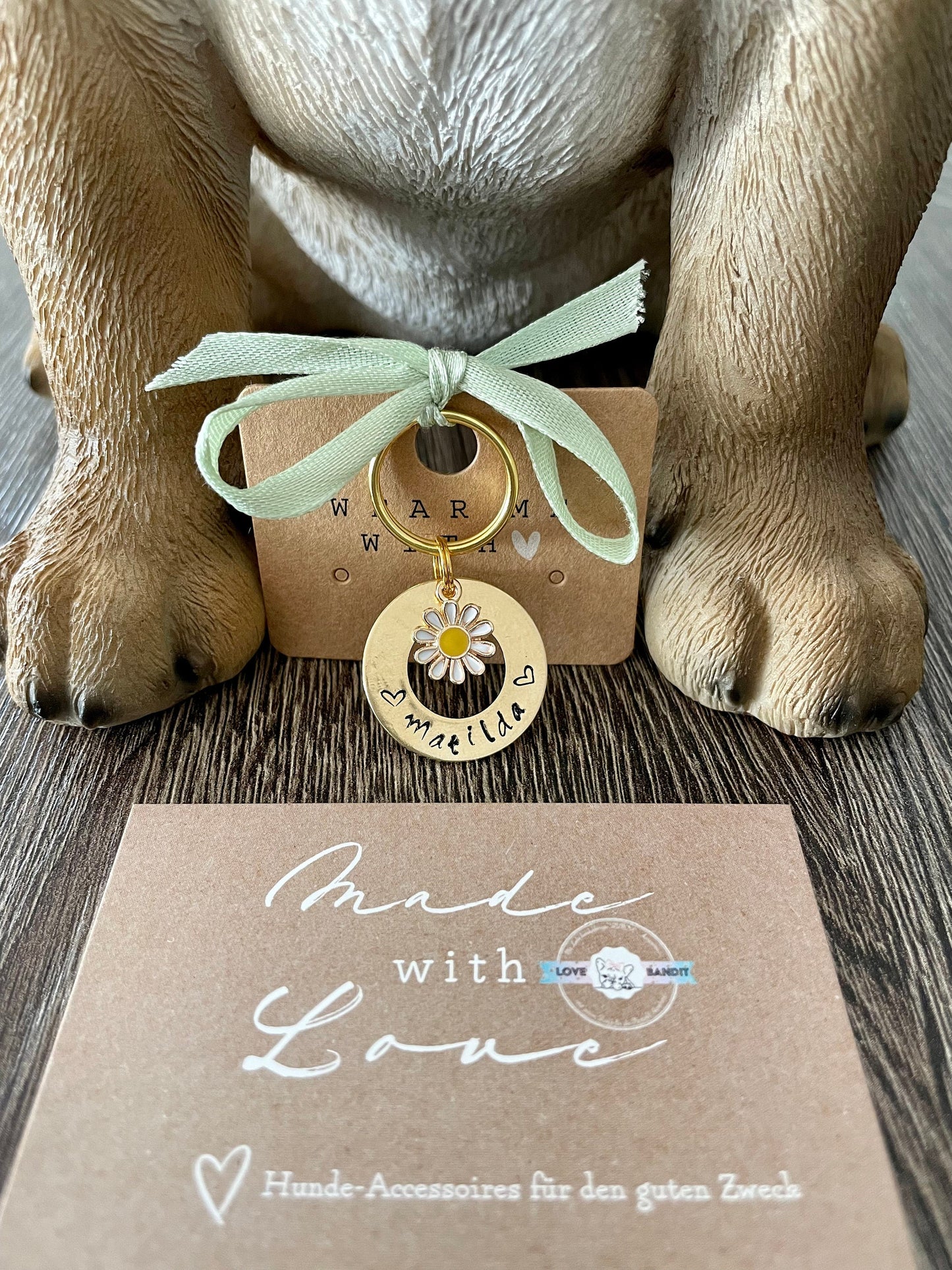 Hundemarke - personalisiert - Messingfarben *Gänseblümchen*Schmetterling*Wal*Seestern Hunde ID Marke - Ring 25mm Lovebandit